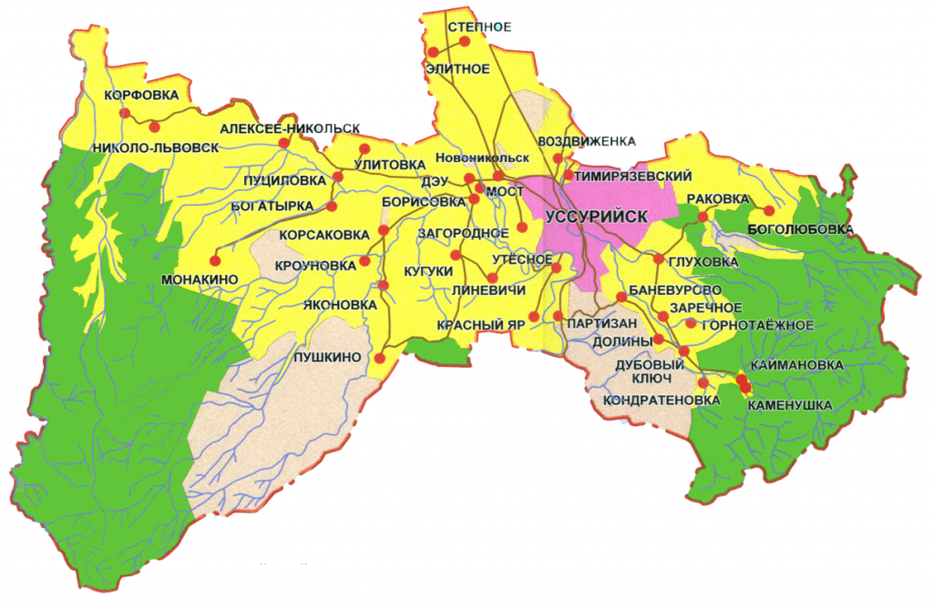 Карта уссурийского городского округа